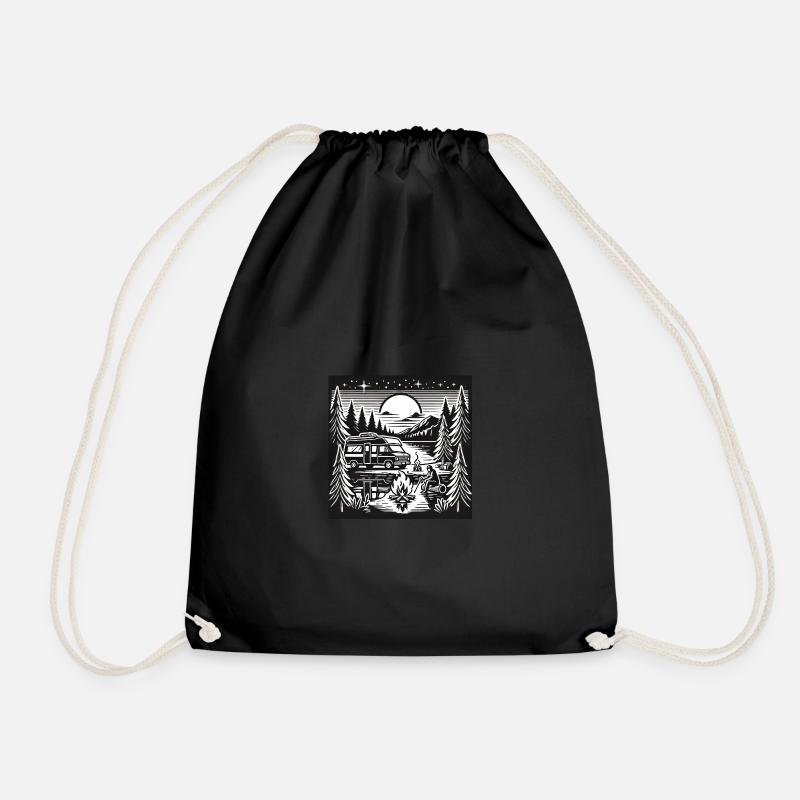 Camping: Campfires, Wilderness & Freedom on Wheels - Drawstring Bag - black