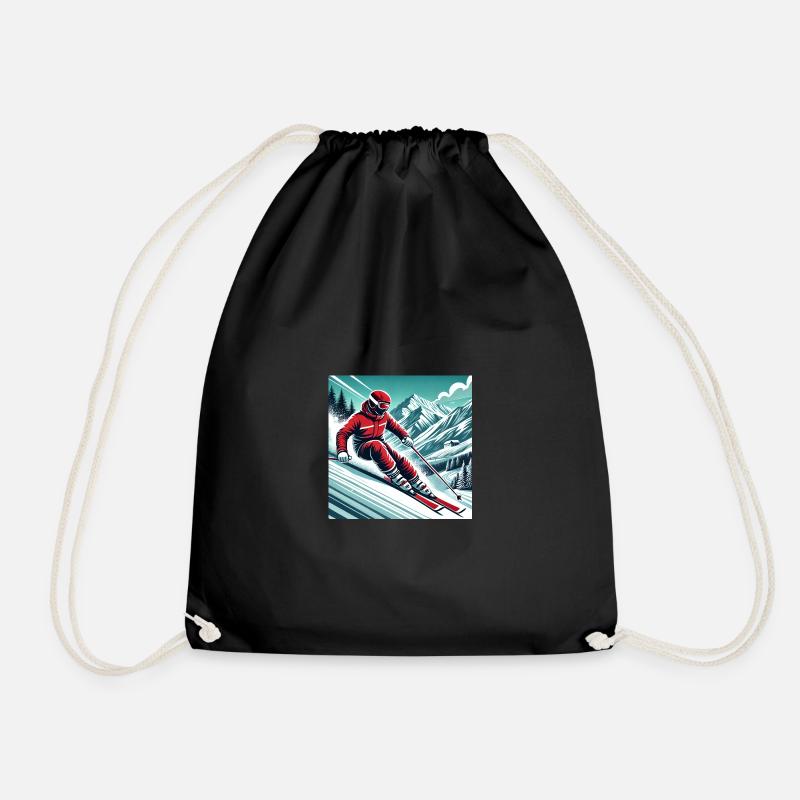 Dynamics and adventure: skiing in the Alps - Drawstring Bag - black