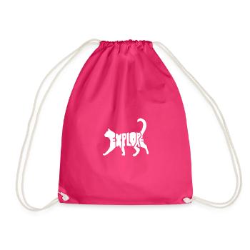 explore text in silhouette pet cat tomcat - Drawstring Bag - fuchsia - Front