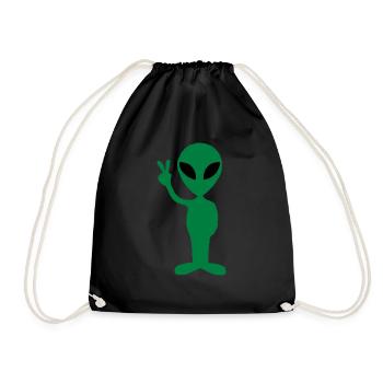 Grüner Alien - Turnbeutel - Schwarz - Vorne