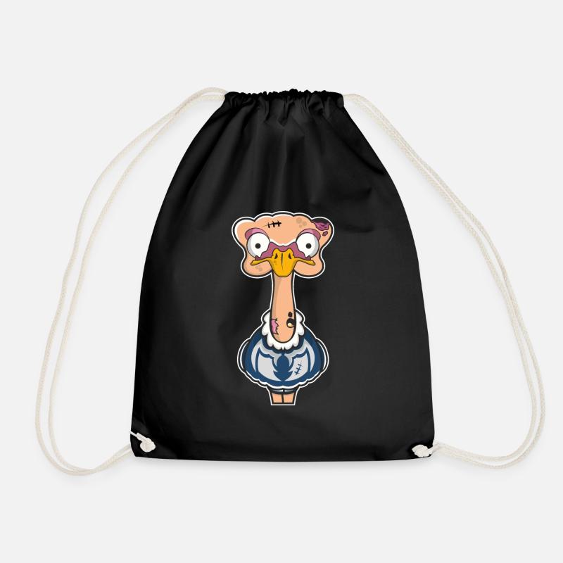 zombie ostrich - Drawstring Bag - black
