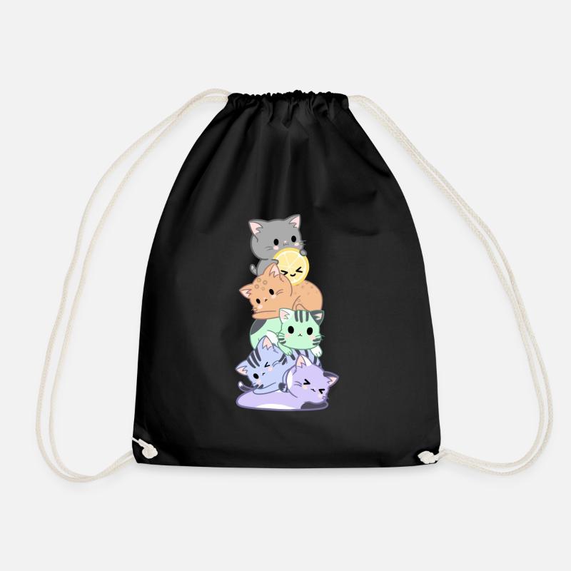 Rainbow Cat Bunch - Drawstring Bag - black
