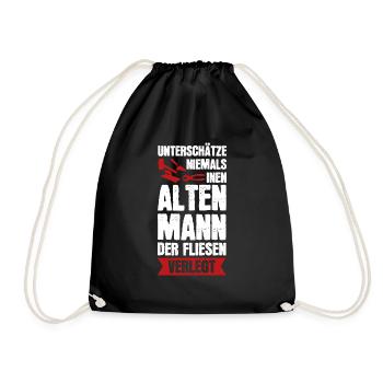 Fliesenleger Beruf Fliesenlegen Geschenk - Turnbeutel - Schwarz - Vorne