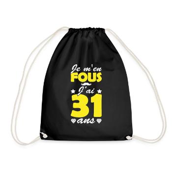 j'ai 31 ans / cadeau anniversaire 31 ans - Sac de sport léger - noir - Devant