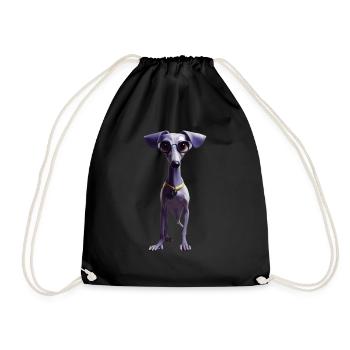 Italian wind chime dog - Drawstring Bag - black - Front