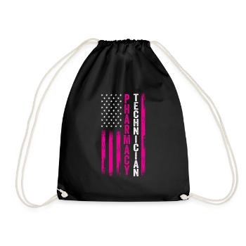 Pharmaceutical Technician USA American Flag Apothe - Drawstring Bag - black - Front