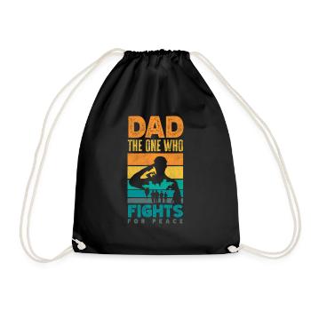 Dad The Ine Who Fights For Peace Father's Day - Drawstring Bag - black - Front