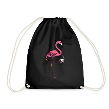 Flamingo Bird Coffee Lover - Drawstring Bag - black - Front