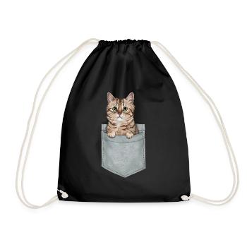 Birma-Katze in der Tasche Geschenk - Turnbeutel - Schwarz - Vorne