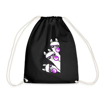 3 Llamas Chewing Gum Team Crew Friends Looking Sideways - Drawstring Bag - black - Front