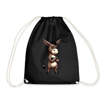 Donkey Donkey Donkey Holder Muli Long-Eared Donkey Muli - Drawstring Bag - black - Front