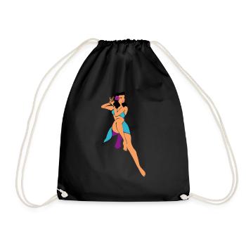 Pin up beach girl 1950's - Drawstring Bag - black - Front