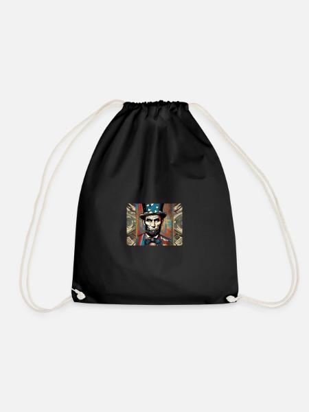 PRESIDENT LINCOLN - Drawstring Bag - black