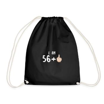 I Am 56 +1 - 57th Birthday - Drawstring Bag - black - Front