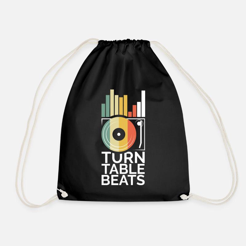 turntable beats music musik dj djing platten icon - Turnbeutel - Schwarz