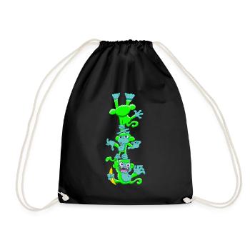 Don't give sugar to the neon green monkeys! - Drawstring Bag - black - Front