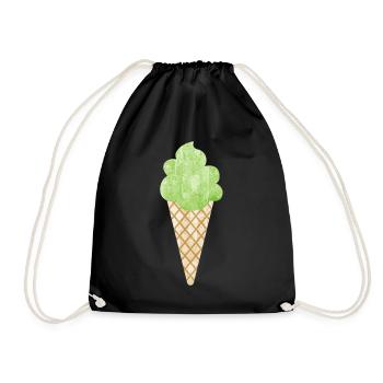 Eis Waffel Eiswaffel Eiscreme Waldmeister grün - Turnbeutel - Schwarz - Vorne