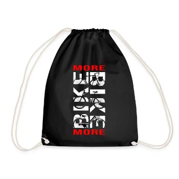 Bicycle Bike Road Bike Bicycle chain "bike more" - Drawstring Bag - black - Front