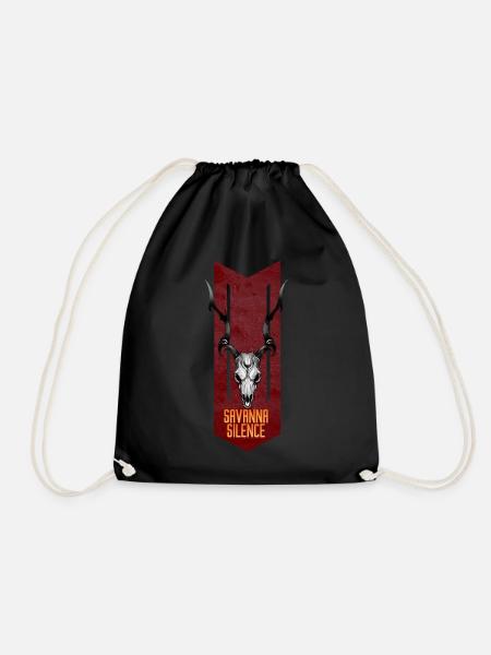 Savanna Silence: Antelope Skull - Drawstring Bag - black