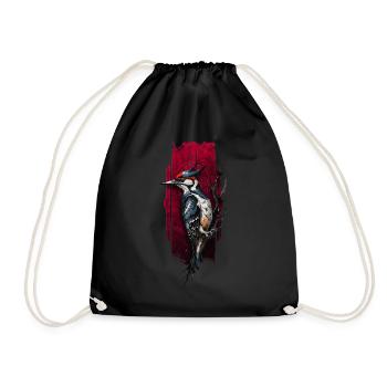 Vibrant Woodpecker bird - Drawstring Bag - black - Front