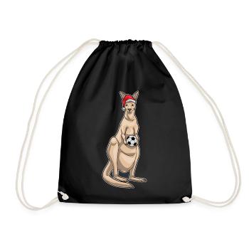 Kangaroo Christmas Football - Drawstring Bag - black - Front
