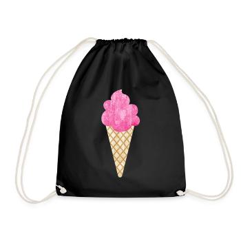 Cream Pink Waffle Cream Fan Snacking Summer Fan - Drawstring Bag - black - Front