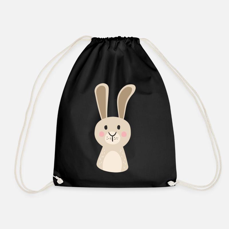 mignon lapin sautant imprimé de dessin animé - Sac de sport léger - noir