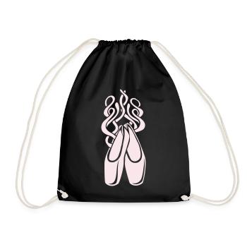 Ballettschuhe Ballerina Symbol - Turnbeutel - Schwarz - Vorne