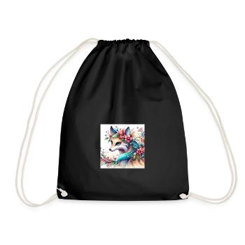Fuchs mit Blumen - Turnbeutel - Schwarz - Vorne