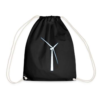 windmill windmill wind turbine windrad9 - Drawstring Bag - black - Front