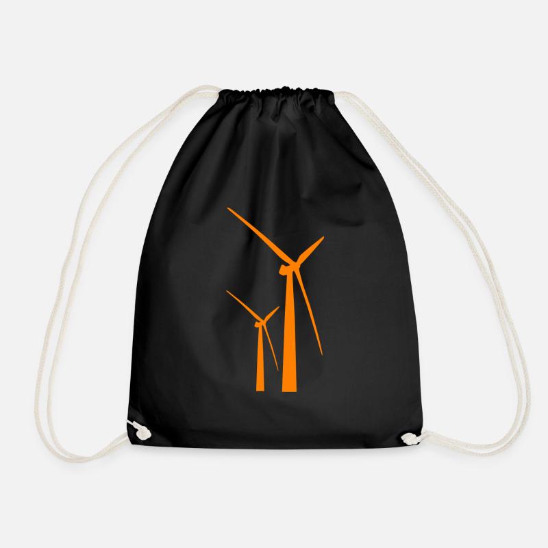 windmill windmuehle wind turbine windrad39 - Turnbeutel - Schwarz
