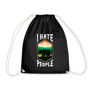 I hate people Bär Vintage - Ich hasse Menschen - Turnbeutel - Schwarz - Vorne