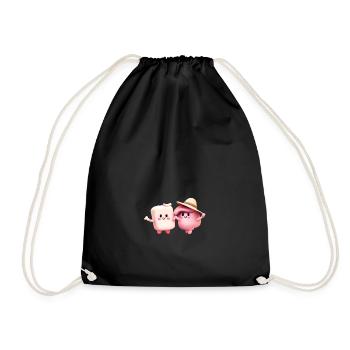 Marshmallow Couple - Drawstring Bag - black - Front