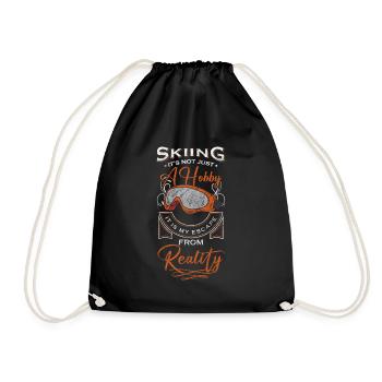 Skiers Skis Downhill Skiing Holidays - Drawstring Bag - black - Front