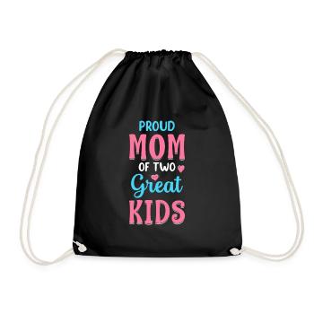 Proud Mom Of Two Great Kids Chaos Coordinator Mom - Drawstring Bag - black - Front