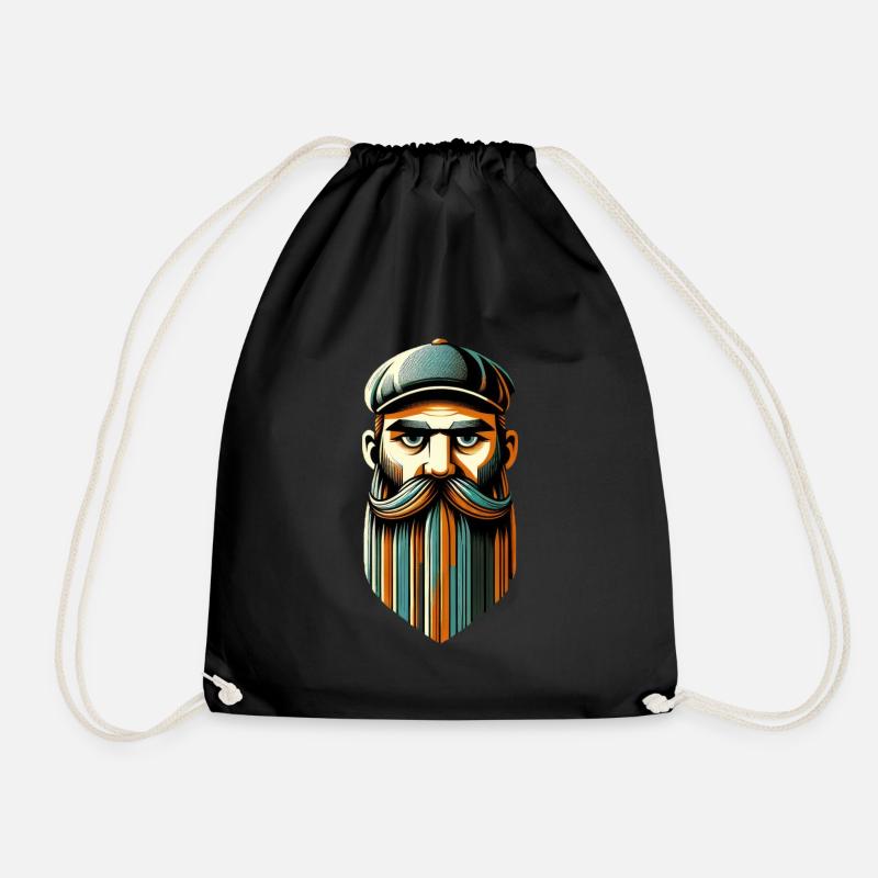 Bold Hipster Portrait - Drawstring Bag - black