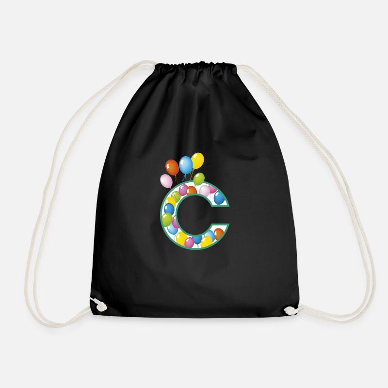 Letter C balloons - Drawstring Bag - black