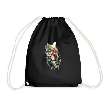 Watercolor Tiger - Drawstring Bag - black - Front