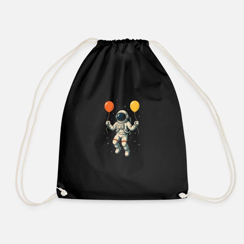 Astronaut with colorful balloons - Drawstring Bag - black