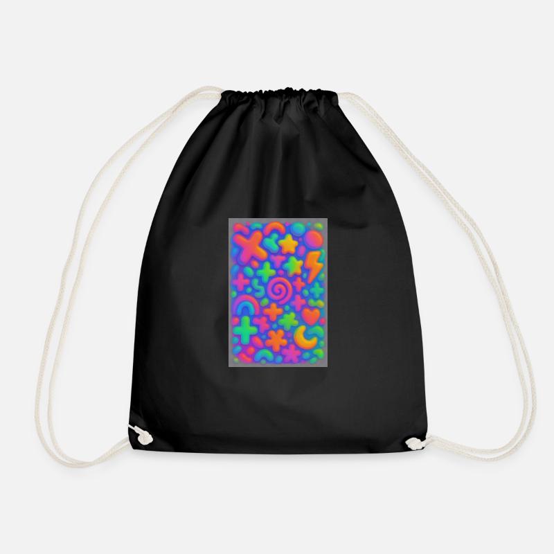 Neon Overload – Überlappende 3D Pop-Art Explosion - Turnbeutel - Schwarz