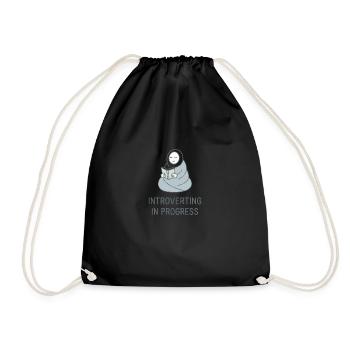 Introverting in Progress – For quiet hours - Drawstring Bag - black - Front