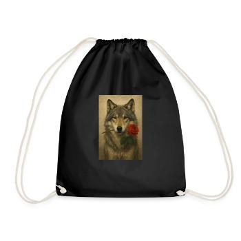 Wolf mit Blume - Turnbeutel - Schwarz - Vorne