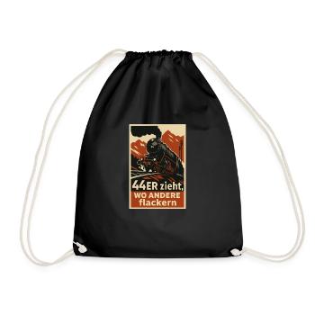Railway 44 pulls where others flicker freight train - Drawstring Bag - black - Front