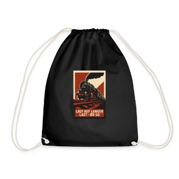Railway Run on Long Load Freight Train - Drawstring Bag - black - Front
