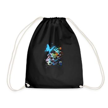 art,butterfly,graffiti,colorful,blue,painting - Drawstring Bag - black - Front