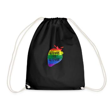 Strawberry,love is love, art,Rainbow,LGBT - Drawstring Bag - black - Front