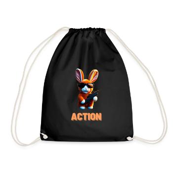 Gangster Rabbit - Drawstring Bag - black - Front