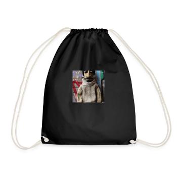 puppet knitted out of wool - Drawstring Bag - black - Front