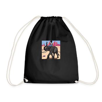 skinny black girl riding elephant - Turnbeutel - Schwarz - Vorne