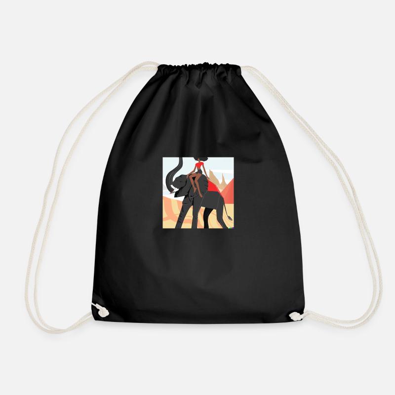 girl riding elephant - Turnbeutel - Schwarz